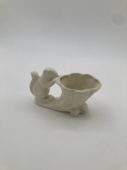 Vintage White Ceramic Bird Planter Cornucopia Vase Mid Century Pottery - Picture 2 of 4